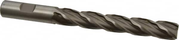 Weldon - 5/8" Diam, 4" LOC, 4 Flute High Speed Steel Roughing & Finishing Square End Mill - Uncoated, 6-1/8" OAL, 5/8" Shank Diam, Weldon Shank, 30° Helix, Centercutting, Regular Length - Americas Industrial Supply