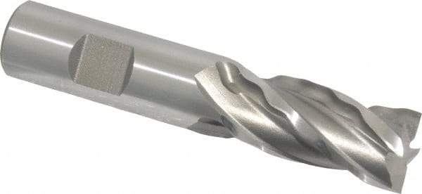 Weldon - 3/4" Diam, 1-5/8" LOC, 4 Flute High Speed Steel Roughing & Finishing Square End Mill - Uncoated, 3-7/8" OAL, 3/4" Shank Diam, Weldon Shank, 30° Helix, Centercutting, Regular Length - Americas Industrial Supply