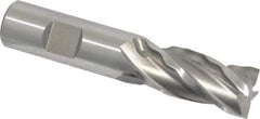 Weldon - 3/4" Diam, 1-5/8" LOC, 4 Flute High Speed Steel Roughing & Finishing Square End Mill - Uncoated, 3-7/8" OAL, 3/4" Shank Diam, Weldon Shank, 30° Helix, Centercutting, Regular Length - Americas Industrial Supply
