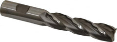 Weldon - 3/4" Diam, 3" LOC, 4 Flute High Speed Steel Roughing & Finishing Square End Mill - Uncoated, 5-1/4" OAL, 3/4" Shank Diam, Weldon Shank, 30° Helix, Centercutting, Regular Length - Americas Industrial Supply