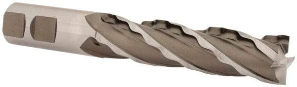 Weldon - 7/8" Diam, 3-1/2" LOC, 4 Flute High Speed Steel Roughing & Finishing Square End Mill - Uncoated, 5-3/4" OAL, 7/8" Shank Diam, Weldon Shank, 30° Helix, Centercutting, Regular Length - Americas Industrial Supply