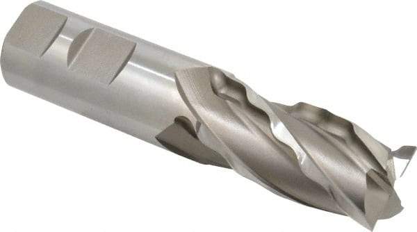 Weldon - 1" Diam, 2" LOC, 4 Flute High Speed Steel Roughing & Finishing Square End Mill - Uncoated, 4-1/2" OAL, 1" Shank Diam, Weldon Shank, 30° Helix, Centercutting, Regular Length - Americas Industrial Supply