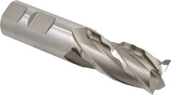 Weldon - 1" Diam, 2" LOC, 4 Flute High Speed Steel Roughing & Finishing Square End Mill - Uncoated, 4-1/2" OAL, 1" Shank Diam, Weldon Shank, 30° Helix, Centercutting, Regular Length - Americas Industrial Supply