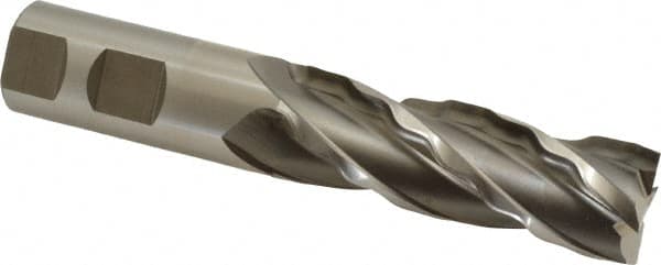 Weldon - 1" Diam, 3" LOC, 4 Flute High Speed Steel Roughing & Finishing Square End Mill - Uncoated, 5-1/2" OAL, 1" Shank Diam, Weldon Shank, 30° Helix, Centercutting, Regular Length - Americas Industrial Supply