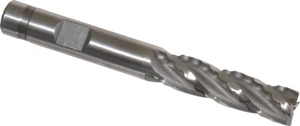 Weldon - 3/8" Diam, 1-3/8" LOC, 4 Flute Cobalt Roughing & Finishing Square End Mill - Uncoated, 3-1/8" OAL, 3/8" Shank Diam, Weldon Shank, 30° Helix, Non-Centercutting - Americas Industrial Supply