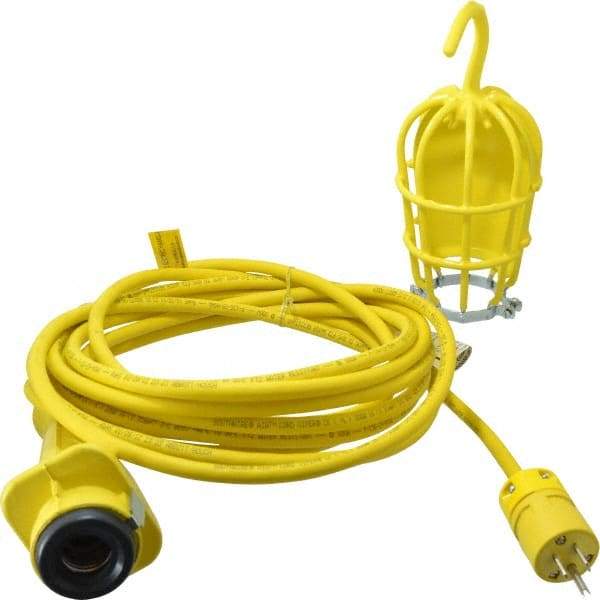 Woodhead Electrical - 240 Volt, 100 Watt, Electric, Incandescent Portable Handheld Work Light - 25' Cord, 1 Head, 1,000 Lumens, Zinc-Plated Steel, 101.6mm Wide x 374.65mm High - Americas Industrial Supply