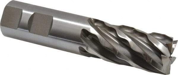 Weldon - 1" Diam, 2" LOC, 6 Flute Cobalt Roughing & Finishing Square End Mill - Uncoated, 4-1/2" OAL, 1" Shank Diam, Weldon Shank, 30° Helix, Non-Centercutting - Americas Industrial Supply