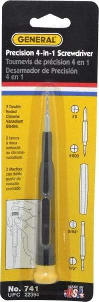 General - 4 Piece Bit Screwdriver - Phillips, Slotted, Precision - Americas Industrial Supply