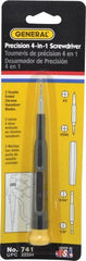 General - 4 Piece Bit Screwdriver - Phillips, Slotted, Precision - Americas Industrial Supply