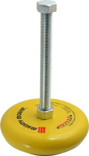 Gibraltar - 4,200 Lb Capacity, 3/4-10 Thread, Zinc Stud, Machine Socket Mount Leveling Mount - 203.2mm Stud Length, 152.4mm Base Diam, Elastomer Pad - Americas Industrial Supply