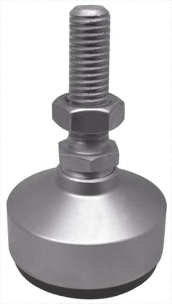 Gibraltar - 50 Lb Capacity, 3/8-16 Thread, 3-1/2" OAL, Stainless Steel Stud, Studded Socket Mount Leveling Mount - 2" Stud Length, 1-1/4" Base Diam, Stainless Steel Pad, 5/8" Hex - Americas Industrial Supply