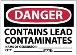 NMC - "Danger - Contains Lead Contaminates - Name of Generator:___ City:___ State:___", 3" Long x 5" Wide, Paper Safety Sign - Rectangle, Use for Hazardous Materials - Americas Industrial Supply