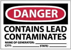 NMC - "Danger - Contains Lead Contaminates - Name of Generator:___ City:___ State:___", 3" Long x 5" Wide, Paper Safety Sign - Rectangle, Use for Hazardous Materials - Americas Industrial Supply