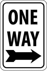 NMC - "One Way", "Right Arrow", 18" Wide x 24" High, Aluminum Parking Lot Traffic Signs - 0.08" Thick, Black on White, High Intensity Reflectivity, Rectangle, Post Mount - Americas Industrial Supply