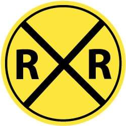 NMC - "R R", "Railroad Crossing Symbol", 30" Wide x 30" High, Aluminum Traffic Control Signs - 0.08" Thick, Black on Yellow, High Intensity Reflectivity, Round, Post Mount - Americas Industrial Supply