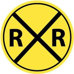 NMC - "R R", "Railroad Crossing Symbol", 30" Wide x 30" High, Aluminum Traffic Control Signs - 0.08" Thick, Black on Yellow, High Intensity Reflectivity, Round, Post Mount - Americas Industrial Supply