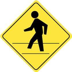 NMC - "Pedestrians Crossing", 24" Wide x 24" High, Aluminum Pedestrian Crossing Signs - 0.08" Thick, Black on Yellow, High Intensity Reflectivity, Diamond, Post Mount - Americas Industrial Supply