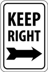 NMC - "Keep Right", "Right Arrow", 12" Wide x 18" High, Aluminum Parking Lot Traffic Signs - 0.08" Thick, Black on White, High Intensity Reflectivity, Rectangle, Post Mount - Americas Industrial Supply