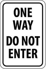NMC - "Caution - Drive Slowly", 12" Wide x 18" High, Aluminum Traffic Control Signs - 0.08" Thick, Black on White, High Intensity Reflectivity, Rectangle, Post Mount - Americas Industrial Supply