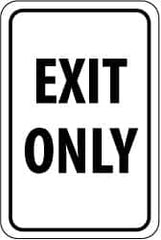 NMC - "EXIT ONLY", 12" Wide x 18" High, Aluminum Parking Lot Traffic Signs - 0.063" Thick, Black on White, Rectangle, Post Mount - Americas Industrial Supply