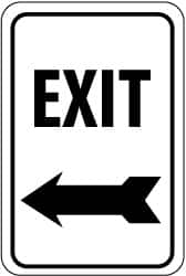 NMC - "Exit", "Left Arrow", 12" Wide x 18" High, Aluminum Parking Lot Traffic Signs - 0.063" Thick, Black on White, Rectangle, Post Mount - Americas Industrial Supply