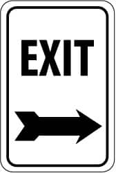 NMC - "Exit", "Right Arrow", 12" Wide x 18" High, Aluminum Parking Lot Traffic Signs - 0.04" Thick, Black on White, Rectangle, Wall Mount - Americas Industrial Supply