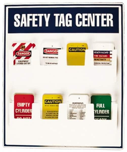 NMC - 1 Piece, Empty Polystyrene Tag Holder - 20 Inch Wide x 24 Inch High, White and White on Blue - Americas Industrial Supply