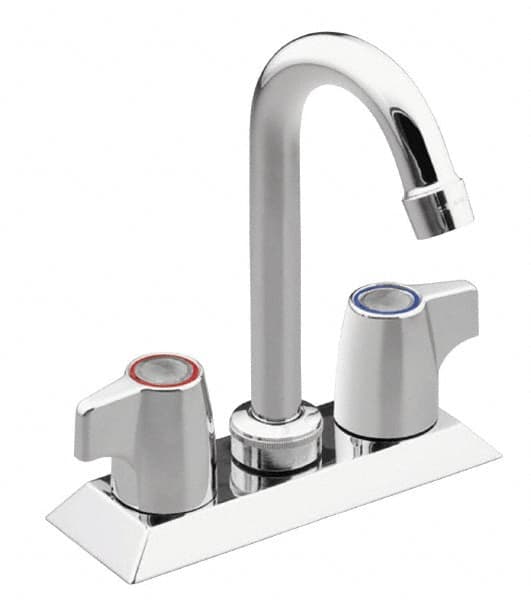 Moen - Deck Plate Mount, Bar and Hospitality Faucet without Spray - Two Handle, Knob Handle, Gooseneck Spout - Americas Industrial Supply