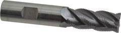 ProMax - 3/4" Diam, Fine Pitch, 1-5/8" LOC, 4 Flute Solid Carbide 0.055-0.065" Corner Radius Roughing End Mill - AlTiN Finish, 4" OAL, 3/4" Shank Diam, Single End, Centercutting, 40° Helix - Americas Industrial Supply
