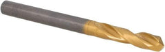 Guhring - 7/32" 140° Spiral Flute Solid Carbide Screw Machine Drill Bit - TiN Finish, Right Hand Cut, 28mm Flute Length, 66mm OAL, SF Point, Straight Shank - Americas Industrial Supply