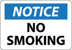 NMC - "Notice - No Smoking", 10" Long x 14" Wide, Aluminum Safety Sign - Rectangle, 0.04" Thick, Use for Accident Prevention - Americas Industrial Supply