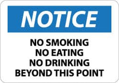 NMC - "Notice - No Smoking - No Eating - No Drinking Beyond This Area", 10" Long x 14" Wide, Aluminum Safety Sign - Rectangle, 0.04" Thick, Use for Accident Prevention - Americas Industrial Supply
