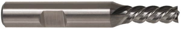 Cleveland - 3/4", 1-5/8" LOC, 3/4" Shank Diam, 3-7/8" OAL, 4 Flute, High Speed Steel Square End Mill - Single End, Uncoated, Spiral Flute, 30° Helix, Left Hand Cut, Left Hand Flute, Series HG-4LL - Americas Industrial Supply