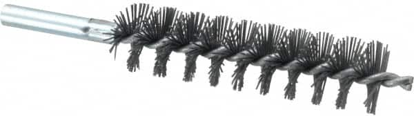 Schaefer Brush - 4" Brush Length, 1" Diam, Single Stem, Single Spiral Tube Brush - 6-1/4" Long, Silicone Carbide Impregnated Nylon, 12-24 Female Connection - Americas Industrial Supply