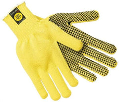 MCR Safety - Size S (7), PVC Coated Cut Resistant Gloves - Fully Coated Coated, Kevlar Lining, Knit Wrist, Yellow/Black, Paired - Americas Industrial Supply