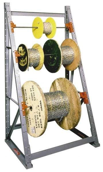 Made in USA - 1 Bay, 2,000 Lb Capacity, Gray Reel Storage Rack - 24" Wide x 120" High x 24" Deep - Americas Industrial Supply