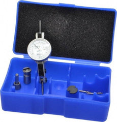 Fowler - 0.06 Inch Range, 0.001 Inch Dial Graduation, Horizontal Dial Test Indicator - 1 Inch White Dial, 0-15-0 Dial Reading - Americas Industrial Supply