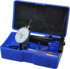 Fowler - 12 Piece, 0" to 0.06" Measuring Range, 1-1/2" Dial Diam, 0-15-0 Dial Reading, Horizontal White Dial Test Indicator Kit - 5/8" Contact Point Length, 0.04, 0.08 & 0.12" Ball Diam, 0.0005" Dial Graduation - Americas Industrial Supply