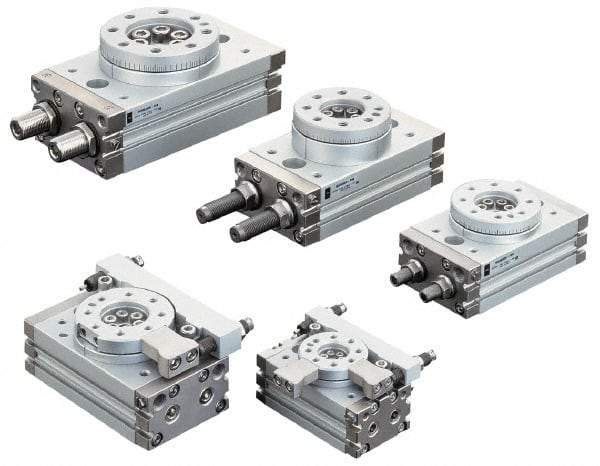 SMC PNEUMATICS - 45mm Table Diam x 15mm Piston Diam Rotary Actuator Table - 14 to 145 psi, 17.53 LBF Radial Load, 16.64 LBS Thrust Load Up, 17.53 LBS Thrust Load Down, M5x0.8 Port, 92mm Long x 50mm Wide x 34mm High - Americas Industrial Supply