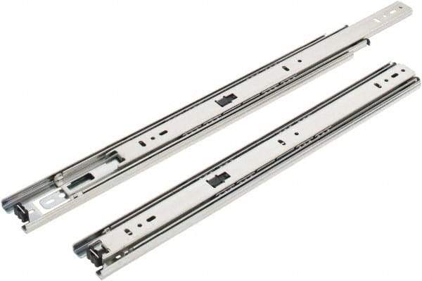 Knape & Vogt - 16" Slide Length, 16" Travel Length, Steel Precision Drawer Slide - 1/2" Wide, 1-13/16" High, 100 Lb Capacity at Full Extension, Chrome Finish - Americas Industrial Supply