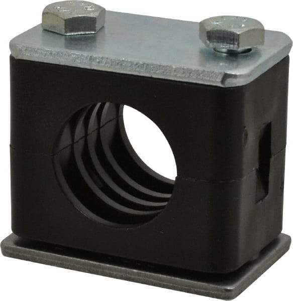 HYDAC - 1.97" Wide x 1.69" High x 1.18" Deep, Polypropylene Standard Duty Vibration-Control Clamp - Carbon Steel Plate, Mount with Weld Plate, Top Plate, Plastic Clamp Pair, Bolts - Americas Industrial Supply