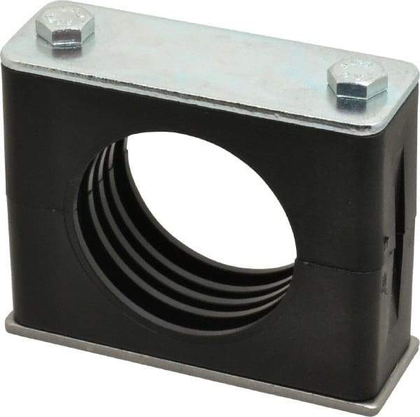 HYDAC - 3.46" Wide x 2.83" High x 1.18" Deep, Polypropylene Standard Duty Vibration-Control Clamp - Carbon Steel Plate, Mount with Weld Plate, Top Plate, Plastic Clamp Pair, Bolts - Americas Industrial Supply