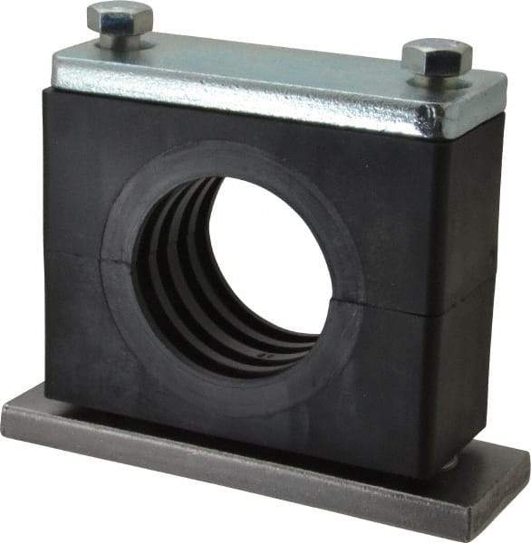 HYDAC - 5.51" Wide x 4.33" High x 1.77" Deep, Polypropylene Heavy Duty Vibration-Control Clamp - Carbon Steel Plate, Mount with Weld Plate, Top Plate, Plastic Clamp Pair, Bolts - Americas Industrial Supply