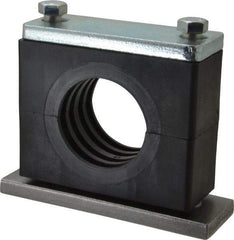 HYDAC - 5.51" Wide x 4.33" High x 1.77" Deep, Polypropylene Heavy Duty Vibration-Control Clamp - Carbon Steel Plate, Mount with Weld Plate, Top Plate, Plastic Clamp Pair, Bolts - Americas Industrial Supply