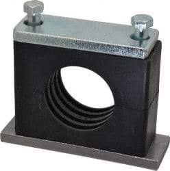 HYDAC - 5.51" Wide x 4.33" High x 1.77" Deep, Polypropylene Heavy Duty Vibration-Control Clamp - Carbon Steel Plate, For 2" Pipe, Mount with Weld Plate, Top Plate, Plastic Clamp Pair, Bolts - Americas Industrial Supply