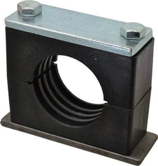 HYDAC - 7.09" Wide x 5.51" High x 2.36" Deep, Polypropylene Heavy Duty Vibration-Control Clamp - Carbon Steel Plate, For 3" Pipe, Mount with Weld Plate, Top Plate, Plastic Clamp Pair, Bolts - Americas Industrial Supply