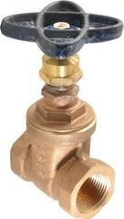 NIBCO - 1" Pipe, Class 150, Threaded Bronze Solid Wedge Stem Gate Valve - 300 WOG, 150 WSP, Screw-In Bonnet - Americas Industrial Supply