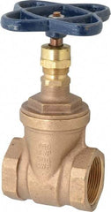 NIBCO - 1-1/2" Pipe, Class 150, Threaded Bronze Solid Wedge Stem Gate Valve - 300 WOG, 150 WSP, Screw-In Bonnet - Americas Industrial Supply