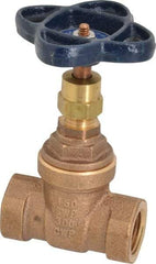 NIBCO - 1/2" Pipe, Class 150, Threaded Bronze Solid Wedge Stem Gate Valve - 300 WOG, 150 WSP, Screw-In Bonnet - Americas Industrial Supply