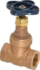 NIBCO - 3/4" Pipe, Class 150, Threaded Bronze Solid Wedge Stem Gate Valve - 300 WOG, 150 WSP, Screw-In Bonnet - Americas Industrial Supply